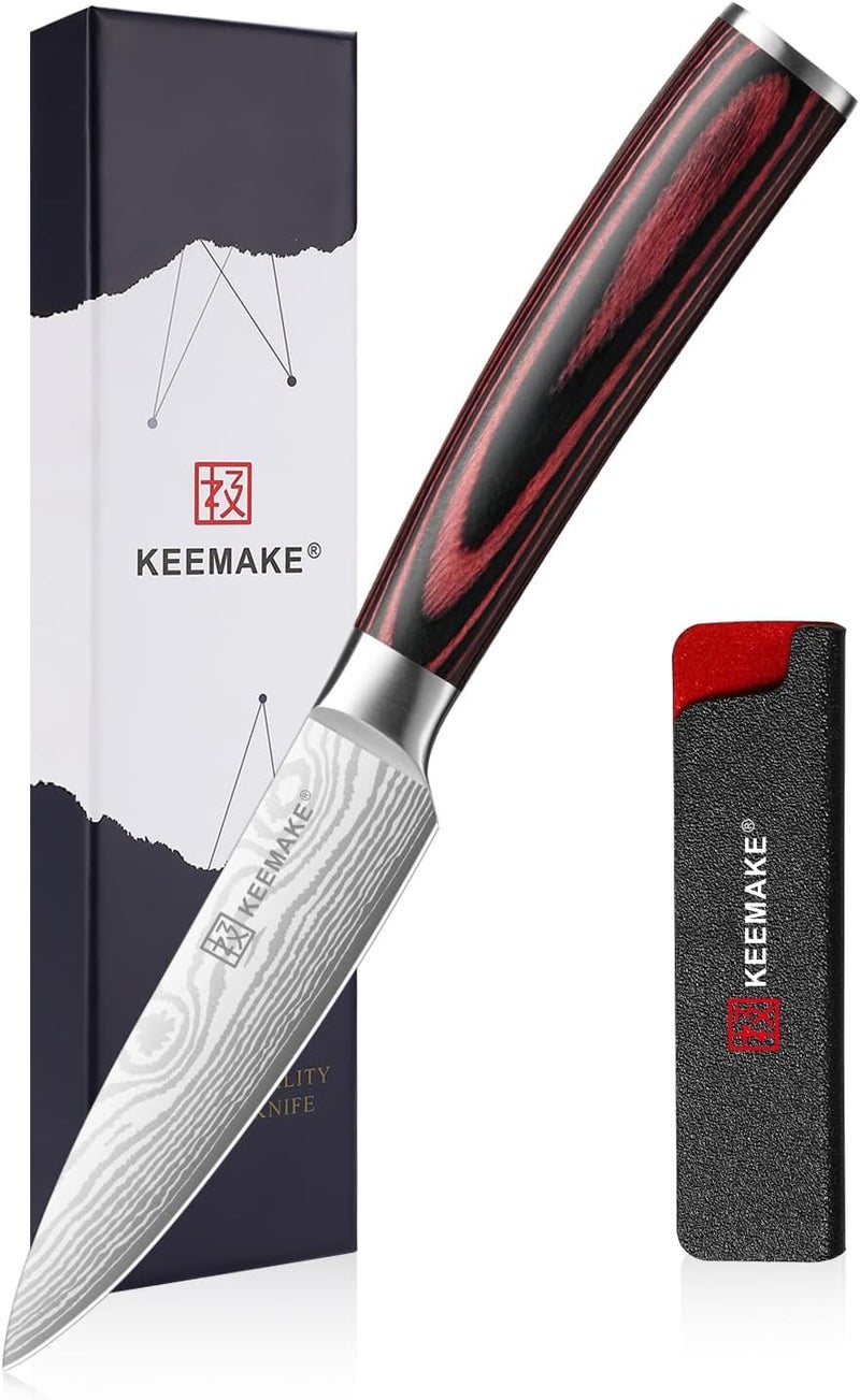KEEMAKE 3.5 Inch Paring Knife - Ultra Sharp Fruit Knife High Carbon Stainless Steel Small Kitchen Knives for Peeling Slicing with Ergonomic Handle with Elegant Gift Box - Image 1
